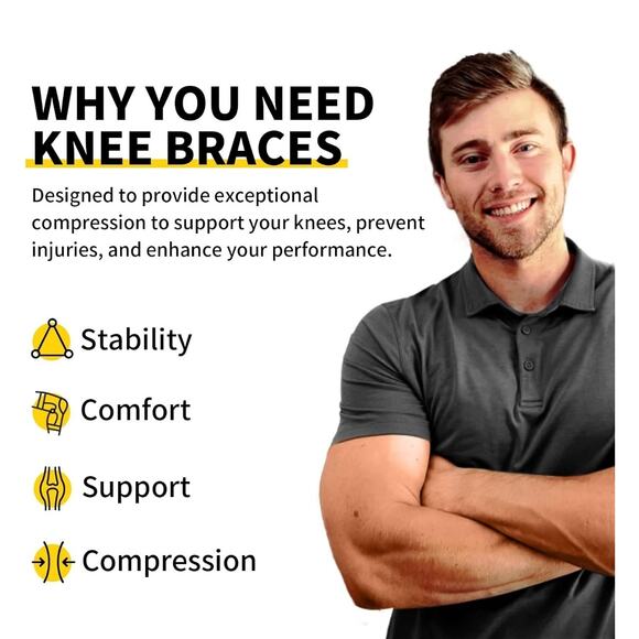 CAMBIVO 2 Pack Knee Braces for Knee Pain, Knee Compression Sleeve (Black-M) - Picture 2 of 4